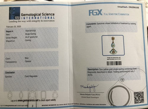 Certified Antique Natural Diamond Ruby 22k Gold Dangle Earrings 10ct For Women