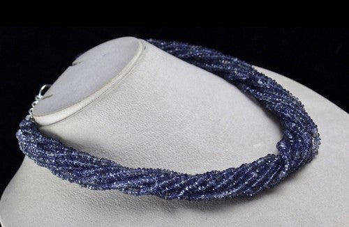 Natural Iolite Faceted Round Beads Blue Necklace 560 Ct Gemstone Fashion