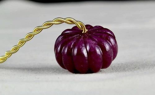 Certified Natural Ruby Carved Melon Pumpkin Bead 53.50 Ct Drilled Pendant Ring