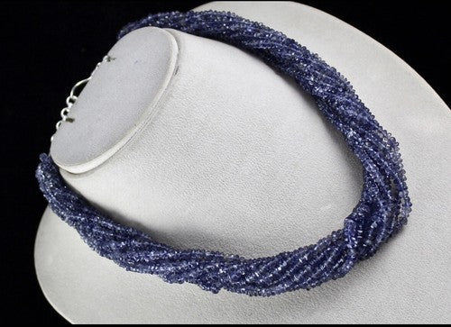 Natural Iolite Faceted Round Beads Blue Necklace 560 Ct Gemstone Fashion