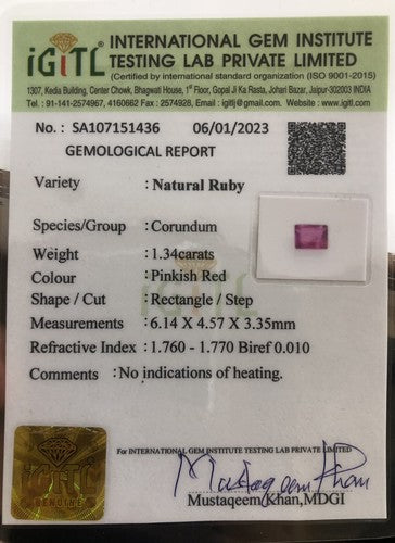 Certified Natural Ruby Baguette 2.96 Ct 7 Pcs Ring Pendant Design