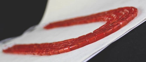 Natural Red Carnelian Gemstone Necklace 492 Ct Fancy Tube Beads 5 Line