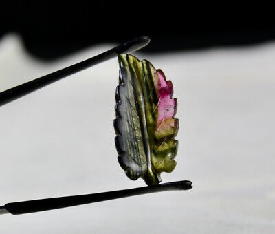 32x15mm Natural Multi Tourmaline Carved Leaf Ring Pendant 16.30 Ct Gemstone