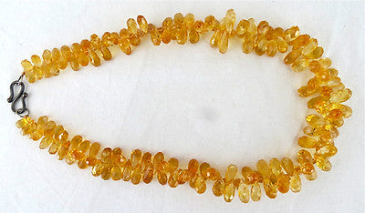 Natural Citrine Teardrop Bead Necklace 484 Ct Gemstone Sterling Silver Fashion