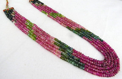 Natural Multi Tourmaline 5 L Faceted Round Beads Necklace 289 Ct