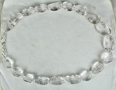 Vintage Natural Rock Crystal 884 Ct Gemstone Beads Necklace For Women