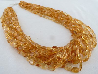 Citrine Beaded 982 Ct Necklace 11l Fashion Ladies Cabochon Long Gemstone