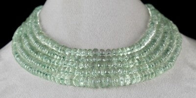 Certified Green Amethyst Necklace 939 Ct Faceted Round Beads Elegant For Women