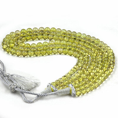 Natural Lemon Quartz Beads Necklace 9mm Round 594 Ct Gemstone Fashion For Women