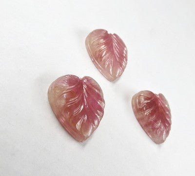 Natural Pink Tourmaline 37.65 Ct Carved Heart Gemstone Pendant Earring Ring