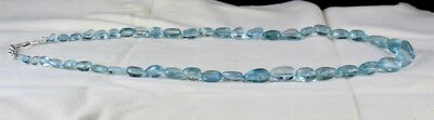 Certified Natural Blue Aquamarine 284 Ct Beaded Long Necklace For Women