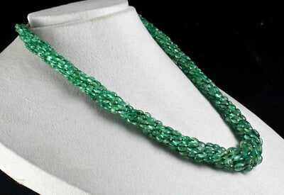 Antique Certified Natural Emerald 7 L 470 Ct Beads Cabochon Gemstone Necklace