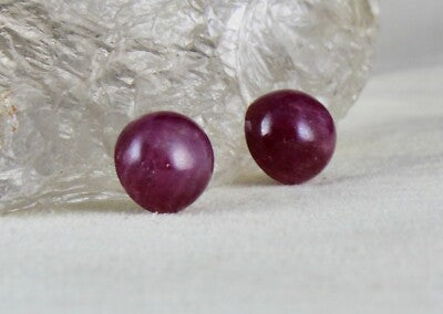 Certified Natural Ruby Round Cabochon Pair Gemstone 19.90 Ct Earrings Women
