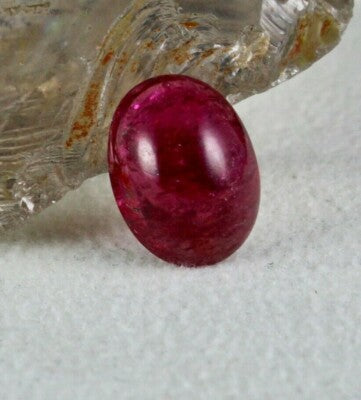Certified Natural Pink Tourmaline Rubellite 16x12mm Oval Cabochon 10.02 Ct Ring