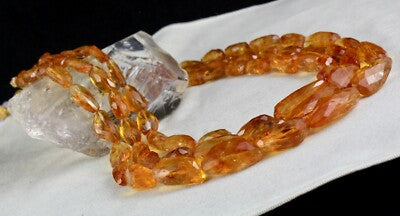 Certified Natural Yellow Citrine 1266 Ct Faceted Golden Necklace Beads Tumble