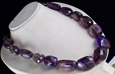Certified Natural Ametrine Faceted Tumble Beads 1745ct Sterling Silver Necklace