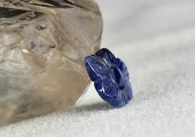 Natural No Heat Burma Blue Sapphire 5.80 Ct Carved Flower Gemstone Ring Pendant