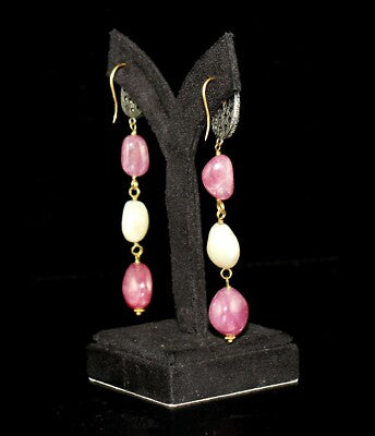 Certified Natural Ruby 555ct Pearl Natural Diamond Bead Necklace 18k Gold Set