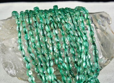 Antique Certified Natural Emerald 7 L 470 Ct Beads Cabochon Gemstone Necklace