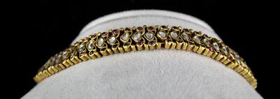 Certified Antique Real Old Gold 22k Jadau Natural Gemstone 10ct Ladies Necklace