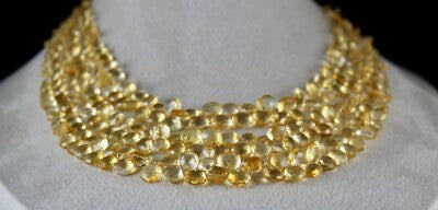 Certified Fine Yellow Citrine 522 Ct Teardrop Beads Fashion Necklace For Women