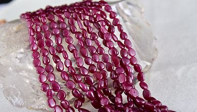 Certified Natural Ruby 545 Ct Beads Long Tumble Gemstone Ladies Necklace