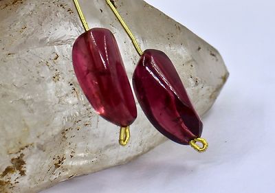 Certified Natural Pink Tourmaline Rubellite Beads 45.95 Ct Gemstone Earring Pair