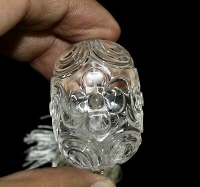 Natural White Rock Crystal Quartz 266ct Carved Beads 1pc Gemstone