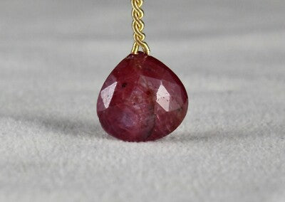 Natural Untreated Ruby Beads 14.95ct Faceted Heart Drop Gemstone Hanging