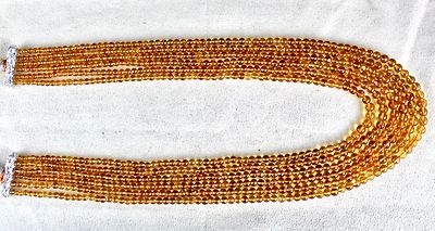 Natural Citrine Necklace Round Beads 6mm Yellow Gemstone 419 Ct Fashion Party