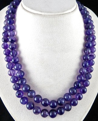 Amethyst Beads Necklace 2 L 800 Ct Round Semi Precious Big Gemstone Fine