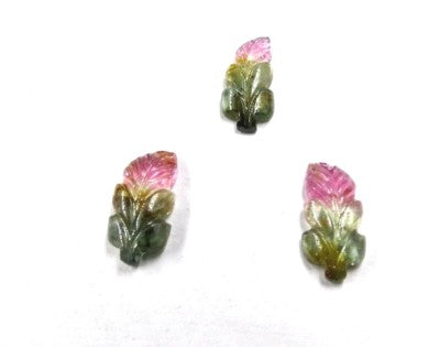 Natural Multi Tourmaline Leaves 10.64 Ct Carved Gemstone For Earrings/pendant