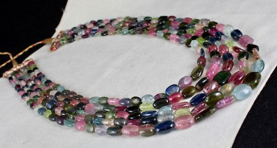 Certified Natural Multi Tourmaline Aquamarine Necklace 941 Ct Gem Beaded Party