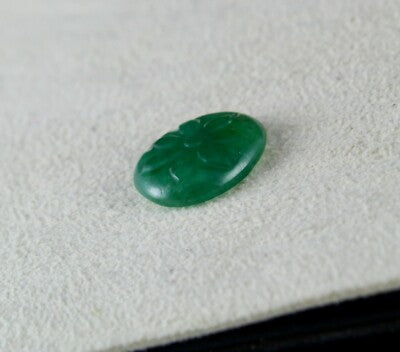Zambian Emerald 5.80ct Carved Oval Cabochon Gemstone Ring Pendant