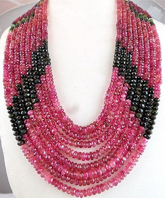 Certified Natural Multi Colour Tourmaline 835 Ct Faceted Round Gem Necklace