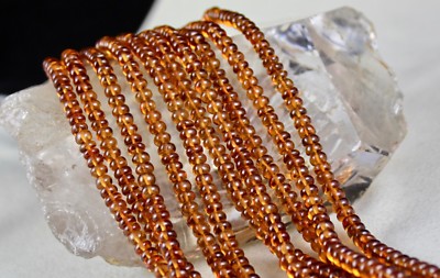 Natural Hessonite Garnet 566ct Beads 5 Line Round Semi Precious Necklace