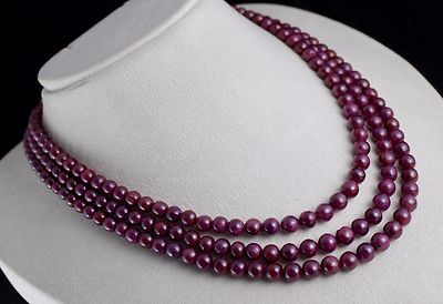Certified Natural Red Ruby Necklace 638ct Round Beads Precious Gemstone 3l