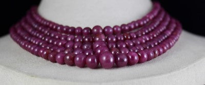 Certified Natural Ruby 873 Ct Beaded Round Vintage Necklace For Women