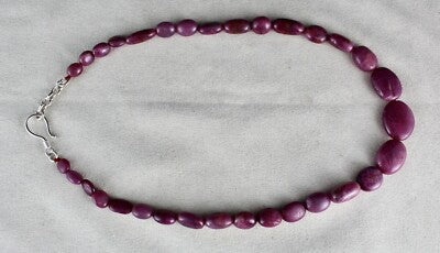 363ct Natural Unheated Ruby Nugget Beads Sterling Silver Necklace