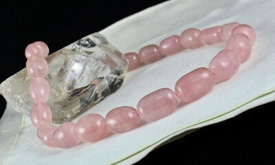 Sterling Silver Natural Rose Quartz Necklace 1099 Ct Cabochon Gemstone Beads