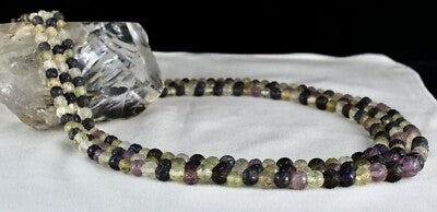 Vintage Multi Natural Semi Precious Carved Beads Gemstone Necklace 578 Ct