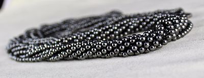 Natural Hematite Beads Necklace 23 Inch 725 Carat Weight 9 Line Round Ladies