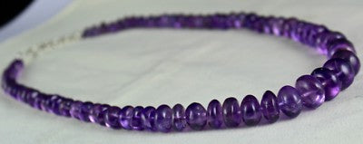 Sterling Silver Natural Amethyst 389 Ct Round Beads Purple Gemstone Necklace
