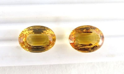 Top Natural Yellow Citrine Oval Cut 43ct Pair Gemstone For Earrings