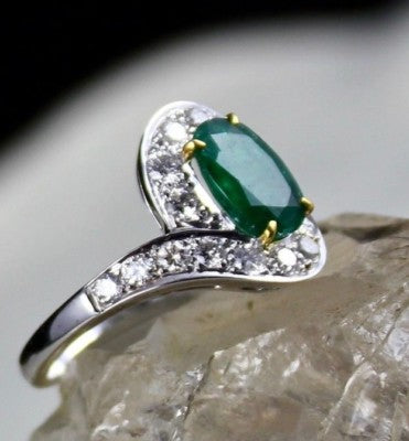 Certified Natural Zambian Emerald 10.00ct Diamond 18k Gold Ring For Women