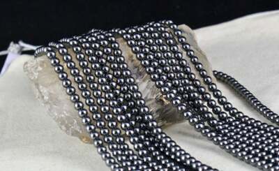 Natural Hematite 1306 Ct Beads 7 Line 5mm Round Gemstone Ladies Necklace