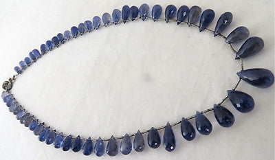 Iolite Faceted Teardrop Beads Necklace 133 Ct Gemstone Fashion Women's Jewelry