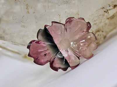 Natural Multi Tourmaline Carved Flower 4.65 Ct Gemstone Ring Pendant Design