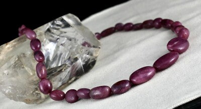 363ct Natural Unheated Ruby Nugget Beads Sterling Silver Necklace