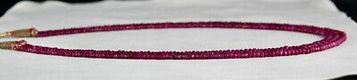 Ruby Corundum 272 Carats Dyed Gemstone Necklace, 3 Line Long Beads
